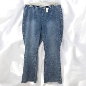 Cato Denim Flare Leggings Hi-Rise Acid Wash Pull On Pants Woman 18WP Raw Hem NWT